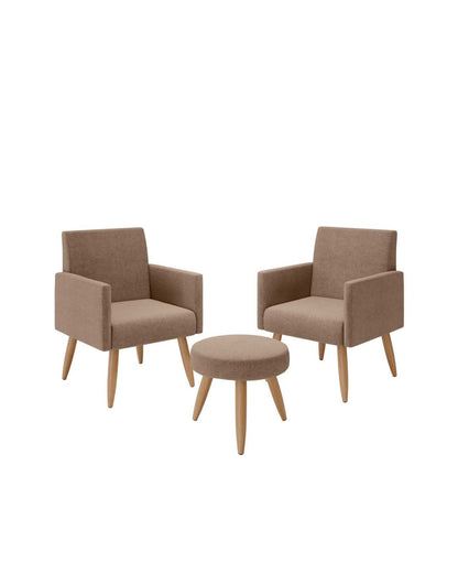 Set butaca y puff en tela Dallas - COLOR:BEIGE