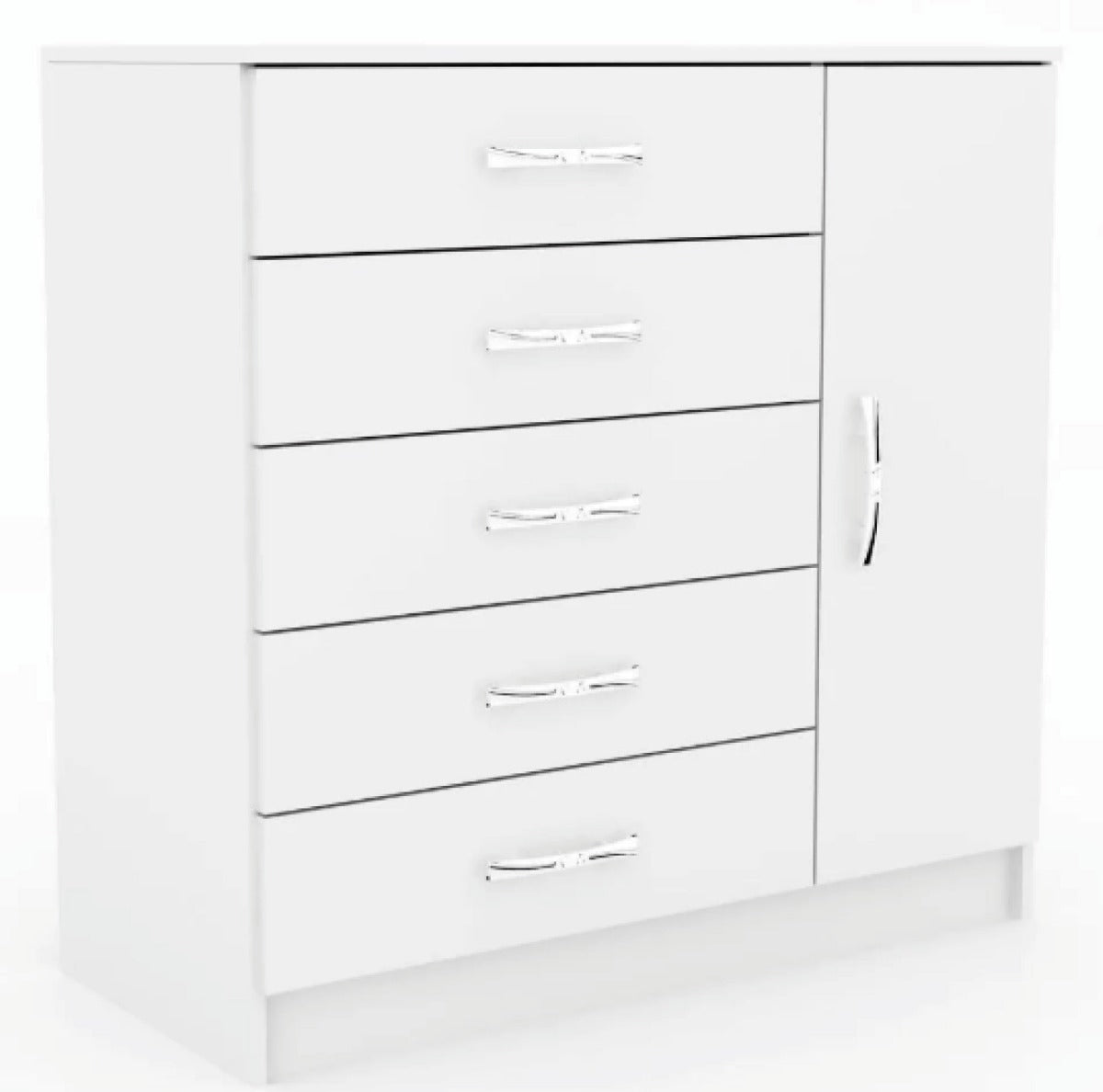 Cómoda 5 cajones 1 puerta - BLANCA
