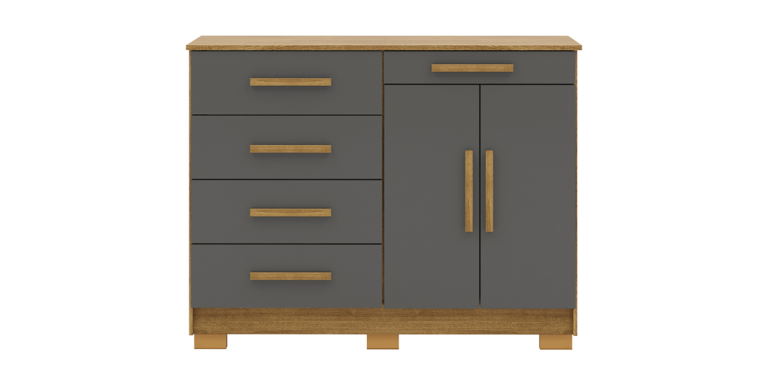 Cómoda 5 cajones y 2 puertas SIRIUS - COLOR:NATURE/ALASCA