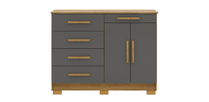 Cómoda 5 cajones y 2 puertas SIRIUS - COLOR:NATURE/ALASCA