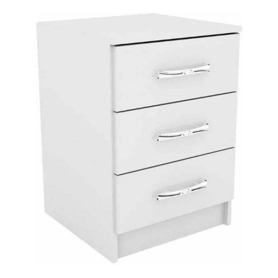 Mesa de luz 3 cajones - BLANCO