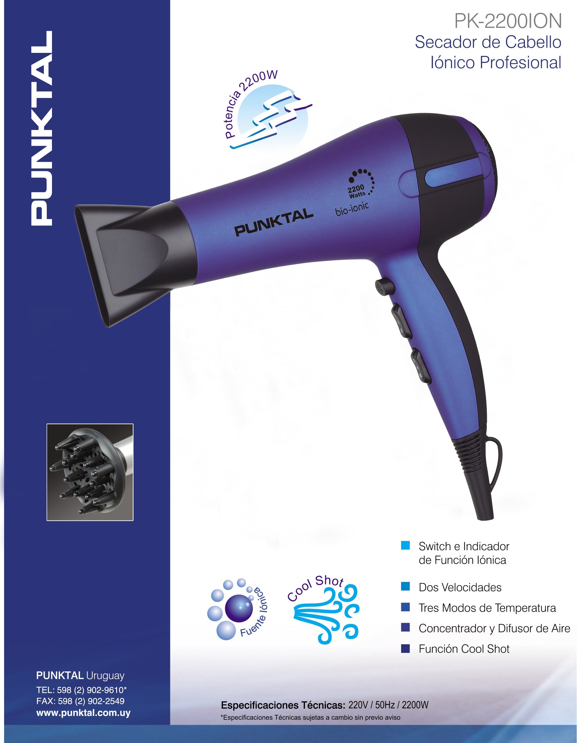 Secador de pelo Punktal iónico PK-2200 ION