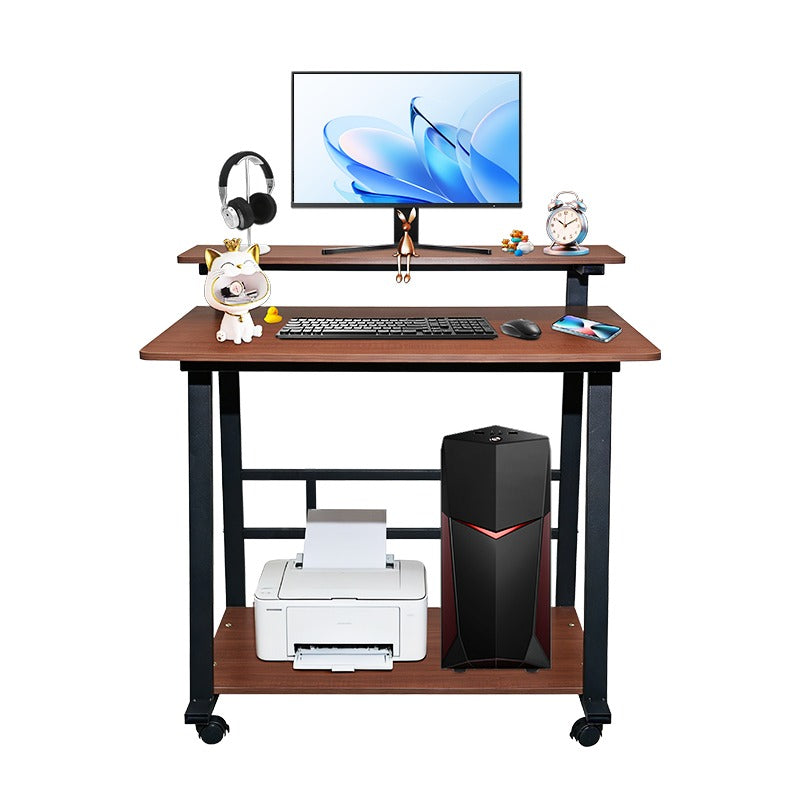 Escritorio con ruedas y estantes metal y MDF ESH0031 - MARRÓN