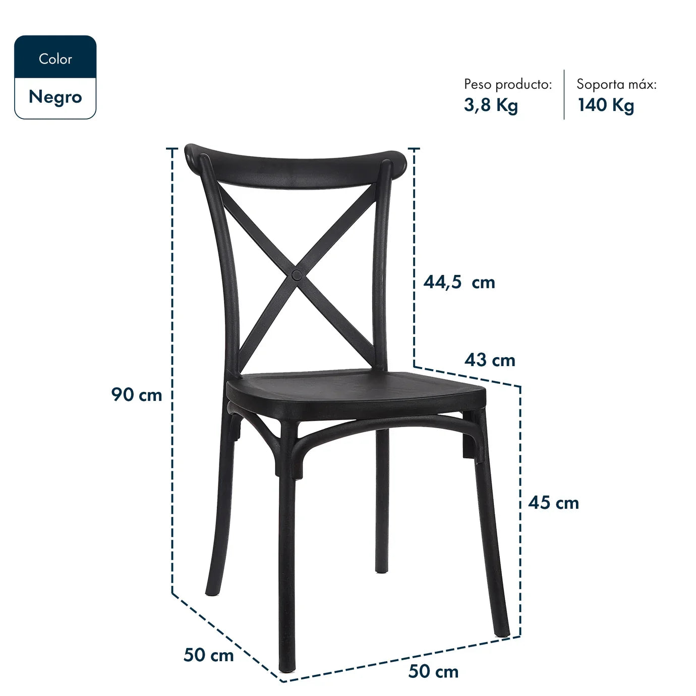 Silla de plástico Katrina - NEGRO