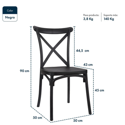 Silla de plástico Katrina - NEGRO
