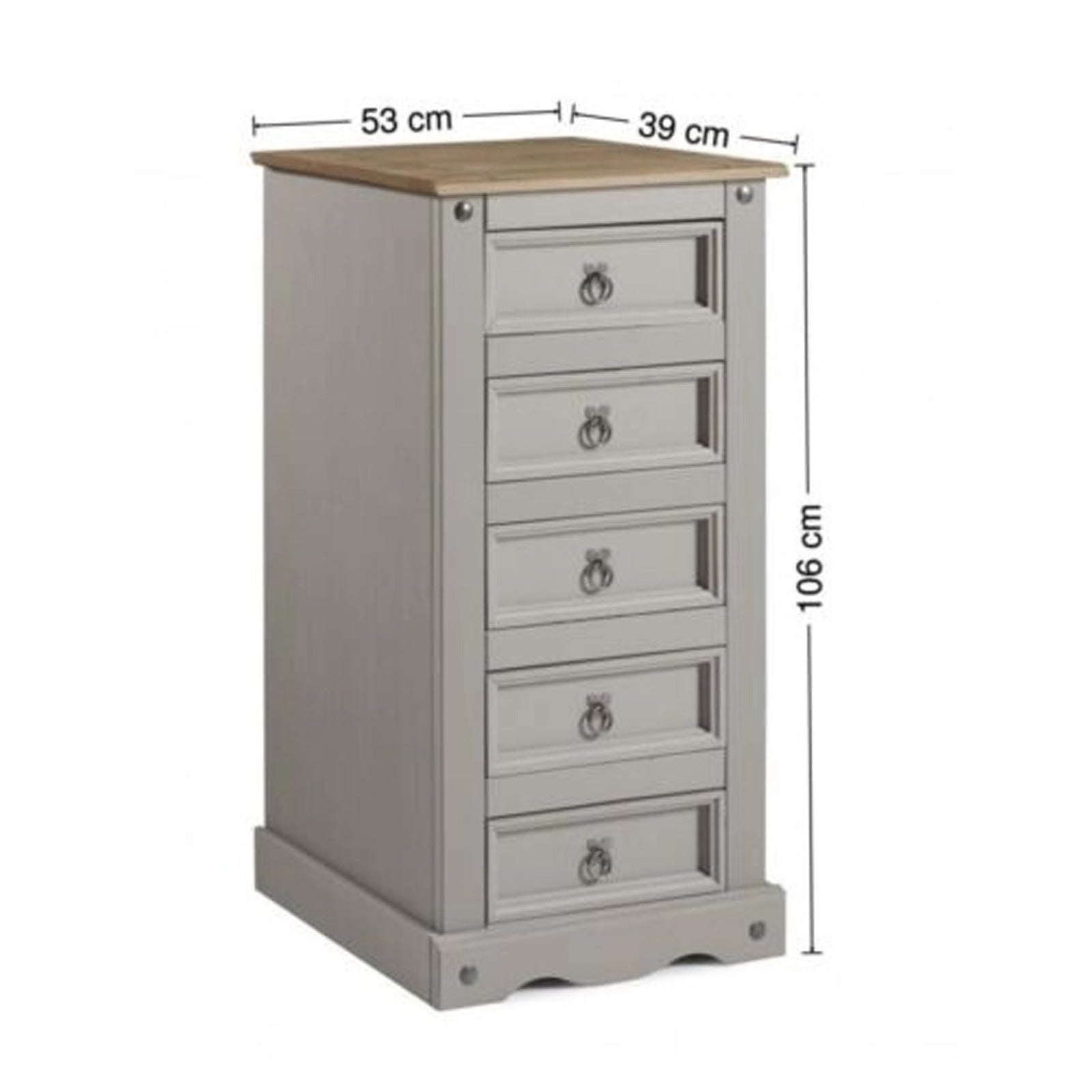 Cómoda 5 cajones Mexicana - GRIS