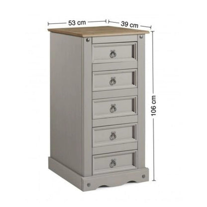 Cómoda 5 cajones Mexicana - GRIS