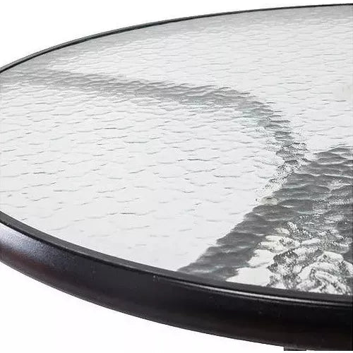 Mesa de patio circular de vidrio