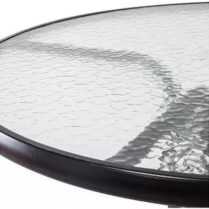 Mesa de patio circular de vidrio