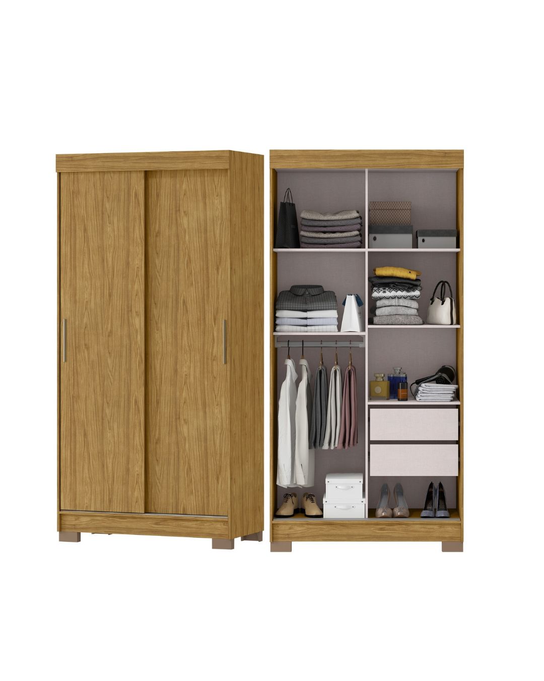 Ropero 2 puertas corredizas ANTARES - MARRÓN