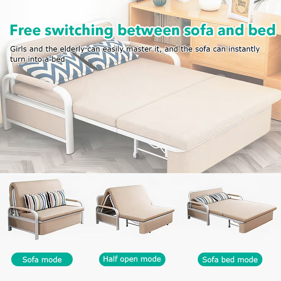 Sofá cama 2 cuerpos plegable en metal ESH0034M - BEIGE