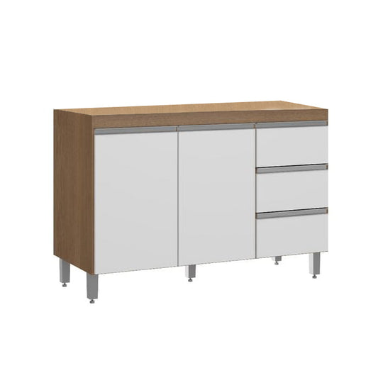 Bajo mesada 2 puertas y 3 cajones PERFIL 449 - AVELA/BLANCO