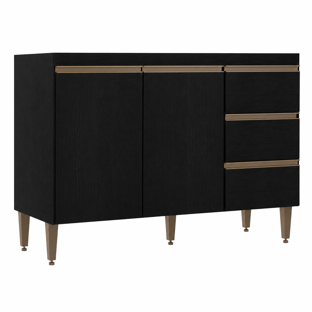 Bajo mesada 2 puertas y 3 cajones PERFIL 449 - NEGRO