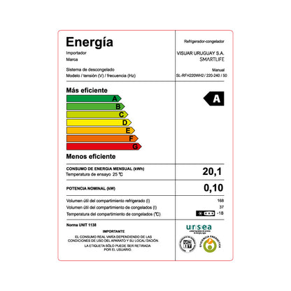 Heladera Smartlife SL-RFH220WH2