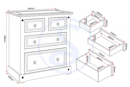 Cómoda 4 cajones Mexicana 385 - BLANCA