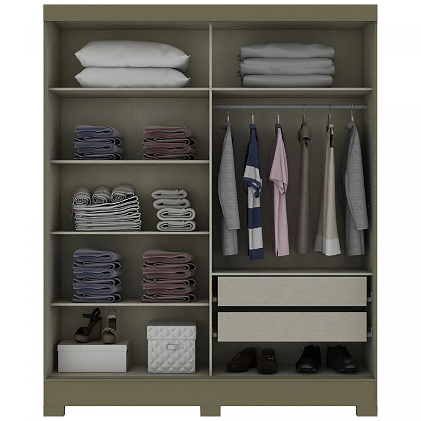 Ropero 2 puertas corredizas B74 - NATURE/OFF WHITE