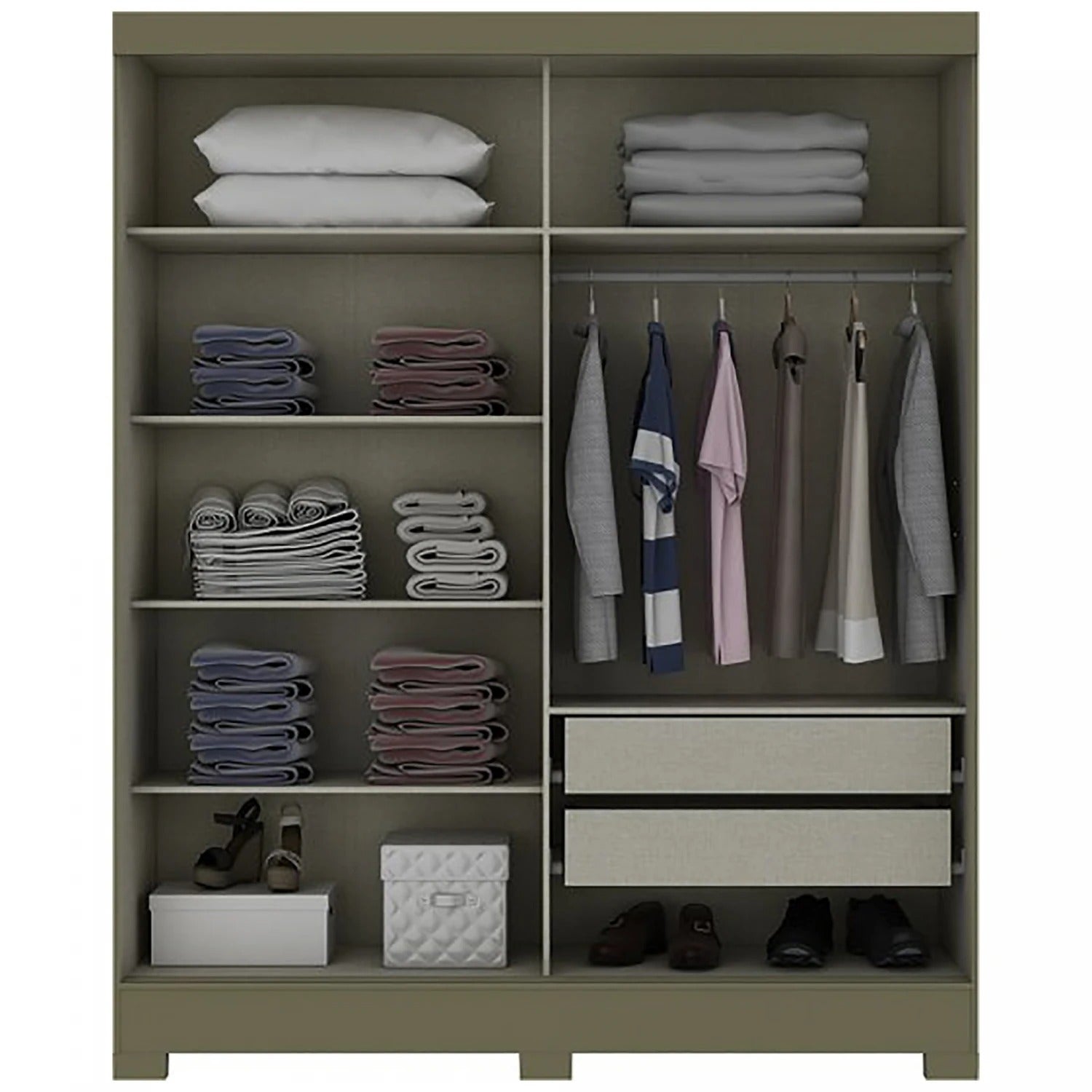 Ropero 2 puertas corredizas B74 - NATURE/OFF WHITE