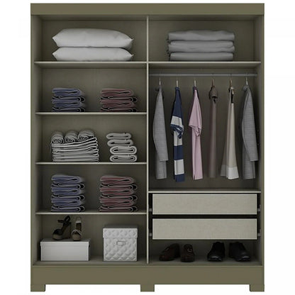 Ropero 2 puertas corredizas B74 - NATURE/OFF WHITE