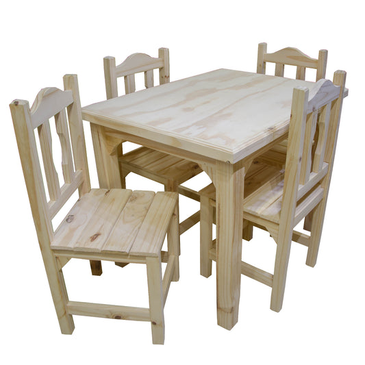 Juego de comedor madera natural 4 sillas