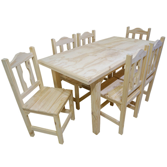 Comedor madera natural 6 sillas